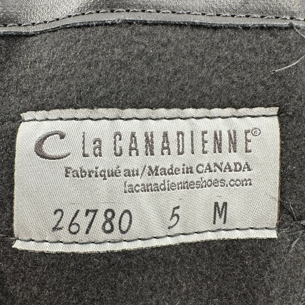 La‎ Canadienne Black Leather Buckle Tall Riding Boots Women Size 5 M